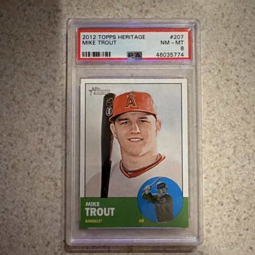 Topps 2012 Heritage Mike Trout #207 Los Angeles Angels Baseball PSA 8 NM-MT