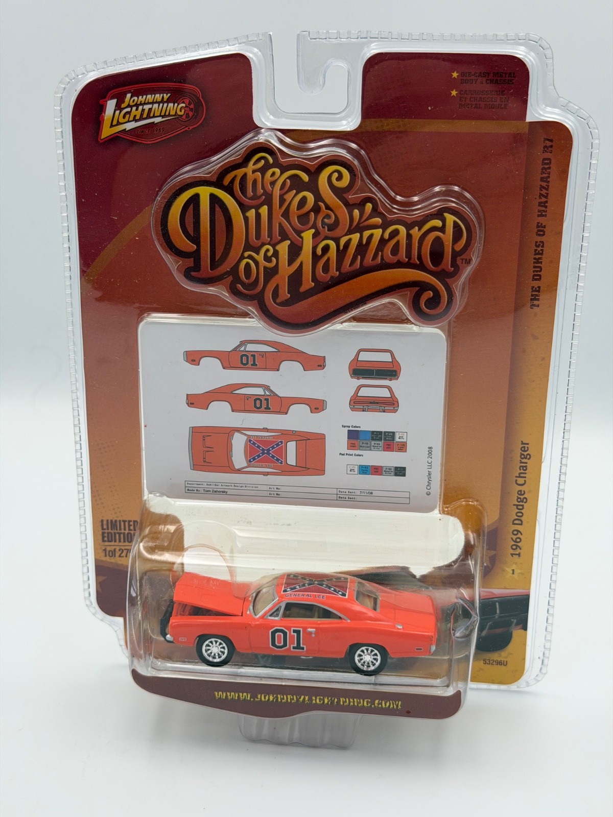 Johnny Lightning Dukes of Hazzard R7 1969 Dodge Charger General Lee, 1:64, NIB