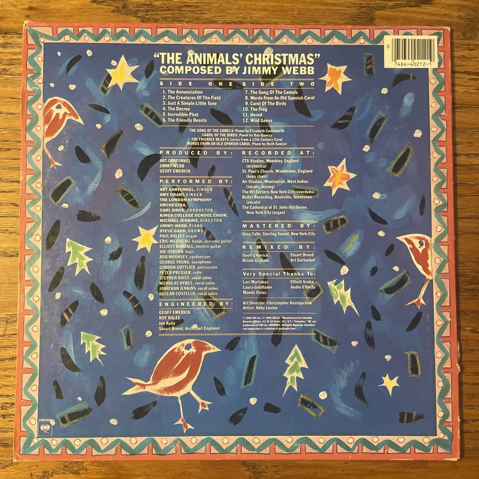 Art Garfunkel / Amy Grant The Animals’ Christmas By Jimmy Webb LP Columbia EX!!! — 第 4/4 张图片