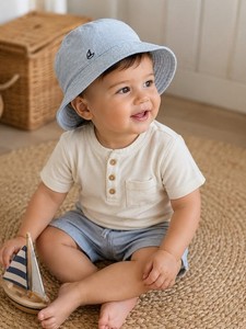 Light blue baby sun hat 2-12 months