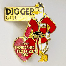 1987 Canada Winter Games Cape Breton Digger Gull Mascot Lapel Pin NS Nova Scotia