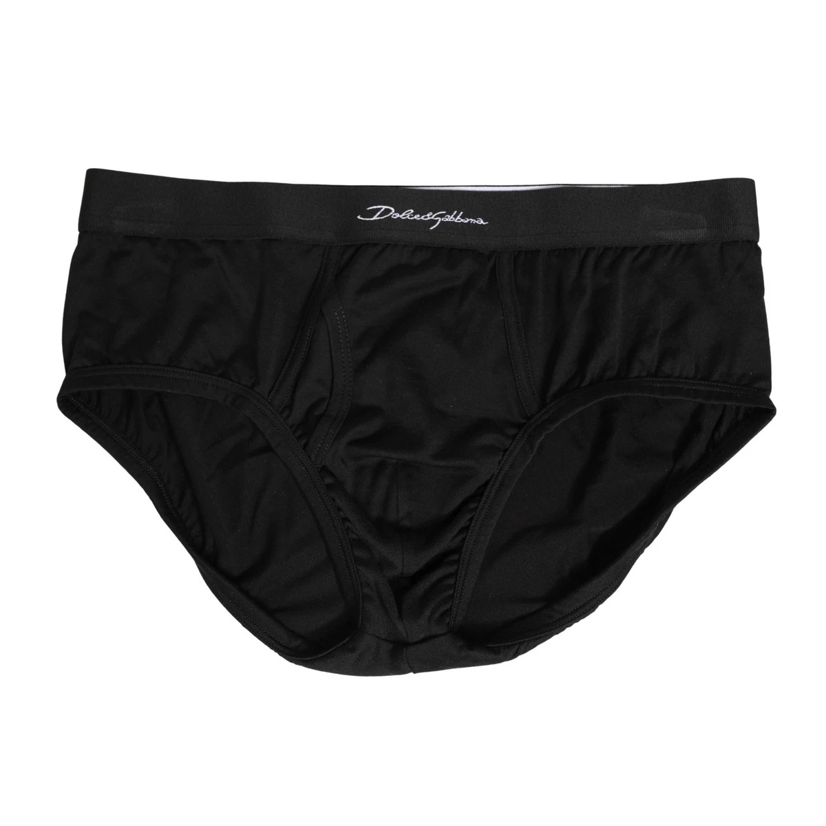 DOLCE & GABBANA Underwear Black Silk Logo Waistband Men Brief IT4