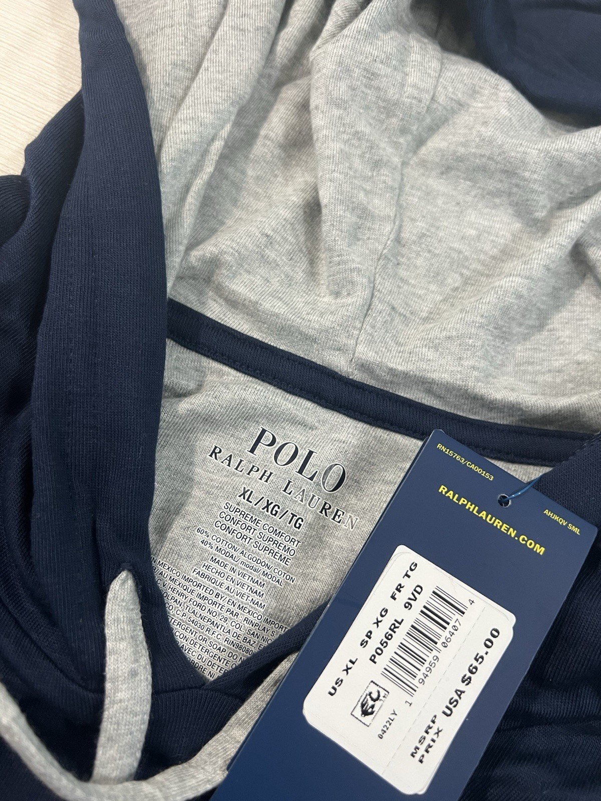 Polo Ralph Lauren Supreme Comfort Long Sleeve Pullover Navy Blue Mens XL thumbnail 3