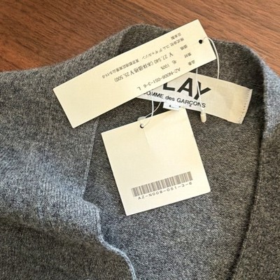 Comme des Garcons CDG Play Grey Wool Cardigan Sweater Heart Size L