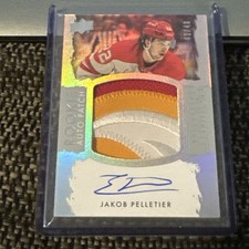 2023-24 Exquisite JAKOB PELLETIER  /49 Rookie Logo Patch Auto Calgary Flames  