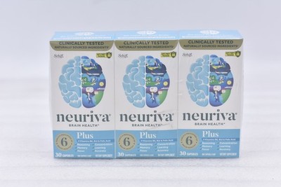 Lot of 3 Neuriva Brain Health Plus Dietary Supplement 30 Capsules Exp: 02/28