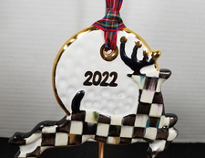 Mackenzie-Childs Courtly Check Stag Ornament Reindeer 2022 Christmas