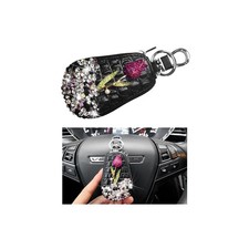 Mandark Bling Car Key Case, Genuine Leather Crystal Rhinestone Vehicle Key Fo...