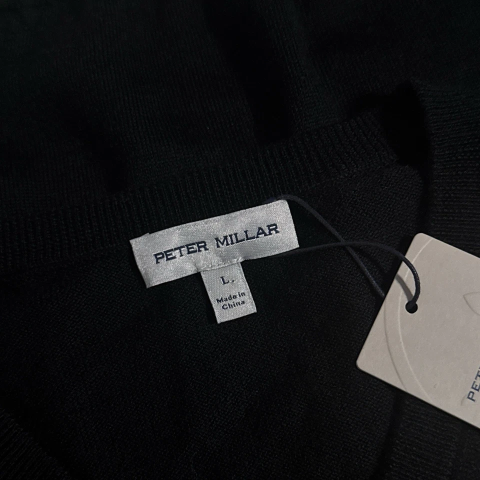 NUEVO Chaleco Suéter Peter Millar Para Hombre Talla Grande Negro Otoño Cresta Cuello en V L Foto 4 de 4