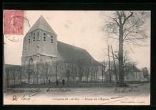 Old postcard Longnes, Place de l ?Eglise 