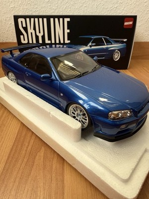 JP Kraemo Nissan Skyline R34 GT-R Modellauto 1:18 Blau OVP Vollständig