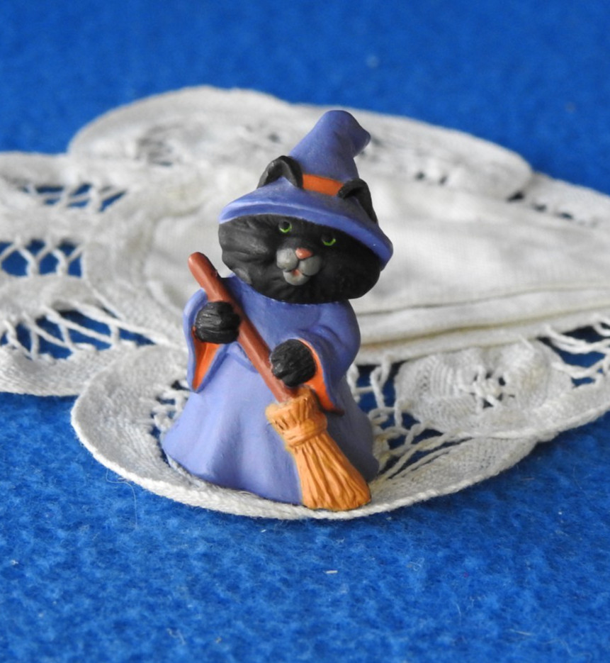 Hallmark Merry Miniature Halloween 1991 Black Cat Witch