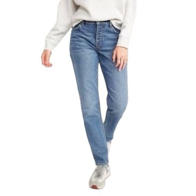 Old Navy Womens Slouchy Straight Jeans Size 2 High Rise Button Fly Letty Blue 