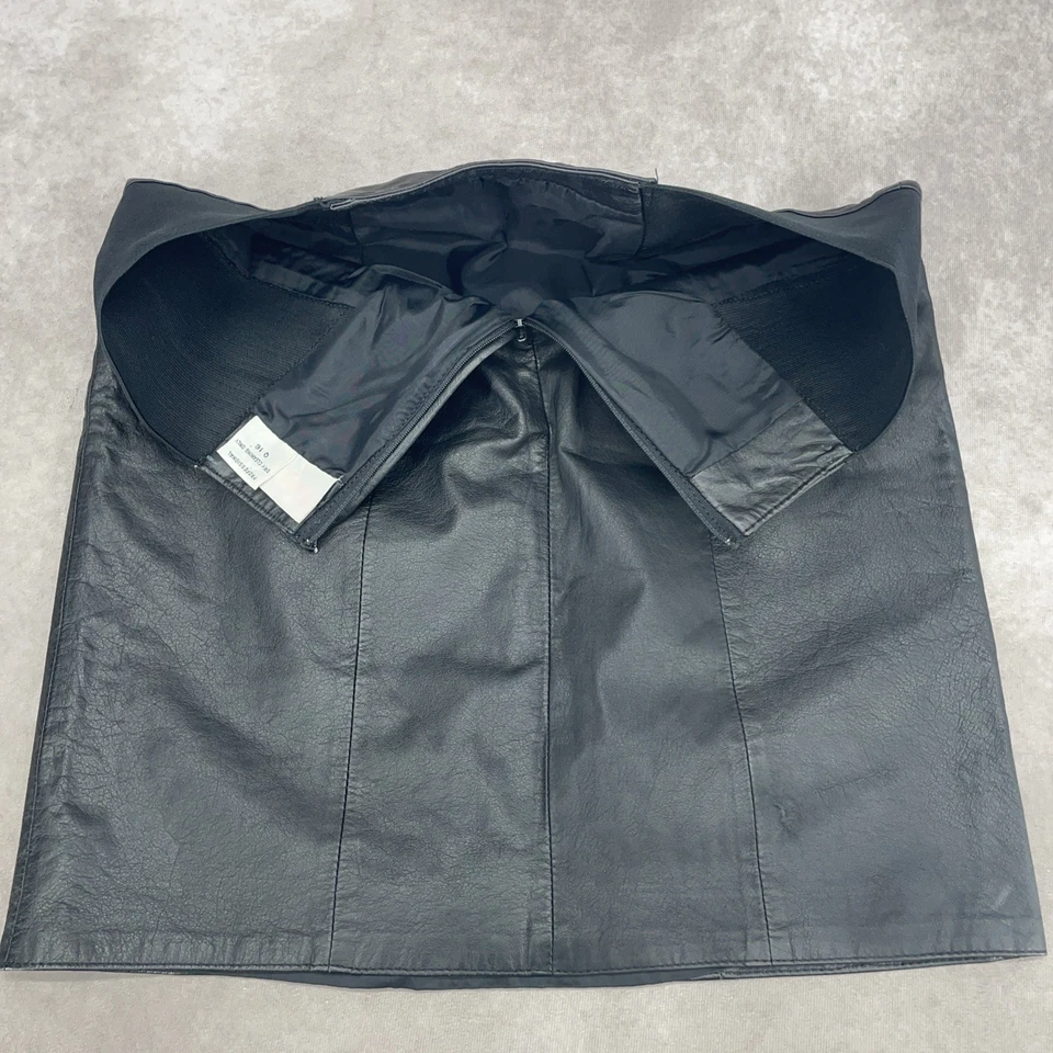 Falda de cuero negra vintage años 80’s moda Avon para mujer talla 11/12 hecha en Corea Foto 3 de 4