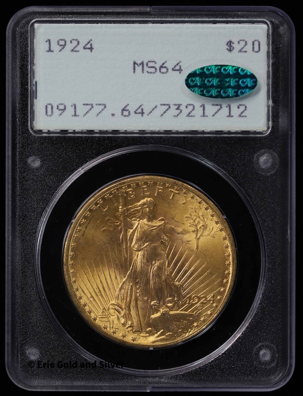 1924 $20 Gold Saint Guadens Double Eagle | PCGS MS 64 CAC OGH Rattler