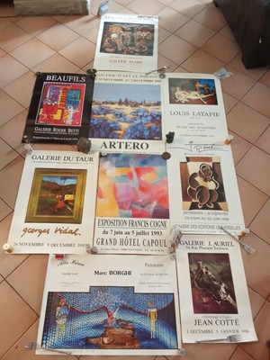 SET MIT 6 ORIGINALPLAKATEN AUSSTELLUNGEN KUNST/MALEREI. TOULOUSE. 80-90er Jahre
