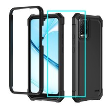 BLU View 5 Pro Case With Screen Protector, Front Silicone Bumper Frosted PC Hard