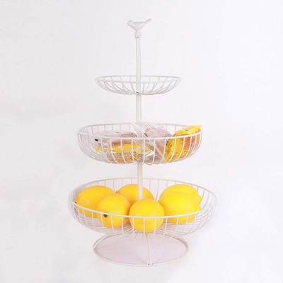 Fruit Basket Fruit Bowl for Home Décor and Tableware  Metal Wire 3-Tier stand