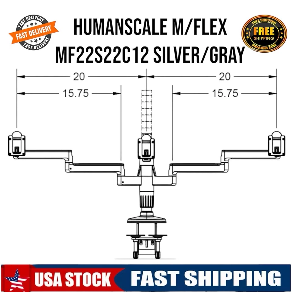🔥🔥Humanscale M/Flex  W/ M2 Dual Monitor Arm💥Please Read Description 🔥🔥 - Image 3 of 3