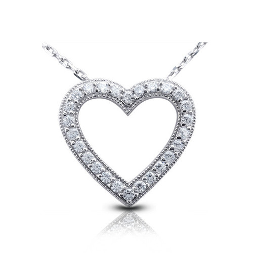 0.69ctw E VS2 Round Cut Natural Certified Diamonds White Gold Pendant + Chain - Picture 1 of 3