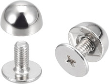 8X5Mm Screw Back Rivets Solid round Head Leather Studs Spike Silver Tone 20 Sets