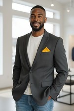 Pre Folded Triangle Pocket Square Polyester Handkerchief. Yellow Untracked