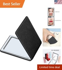 Compact Vanity Mirror for Men, Black, Travel Makeup Mirror for Handbag Pocket Wa