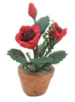 Puppenhaus Rote Rose Blumen IN Terrakotta Topf Miniatur GartenzubehöR 1:12