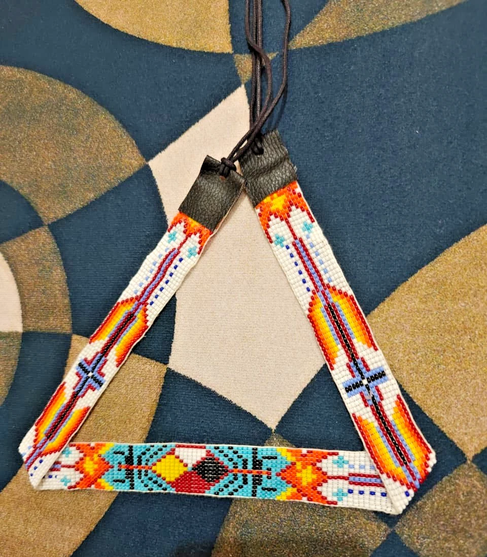 Beaded Hat Band Geometric Southwestern Pattern Cowboy Rode Handmade hatband