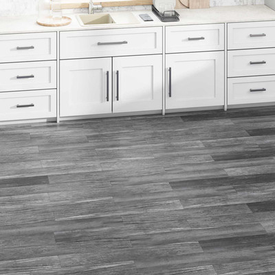 Bodenbelag Dielen grau glänzend PVC 5,02m² selbstklebend 36 Stück 91,5x15cm Innen Pack