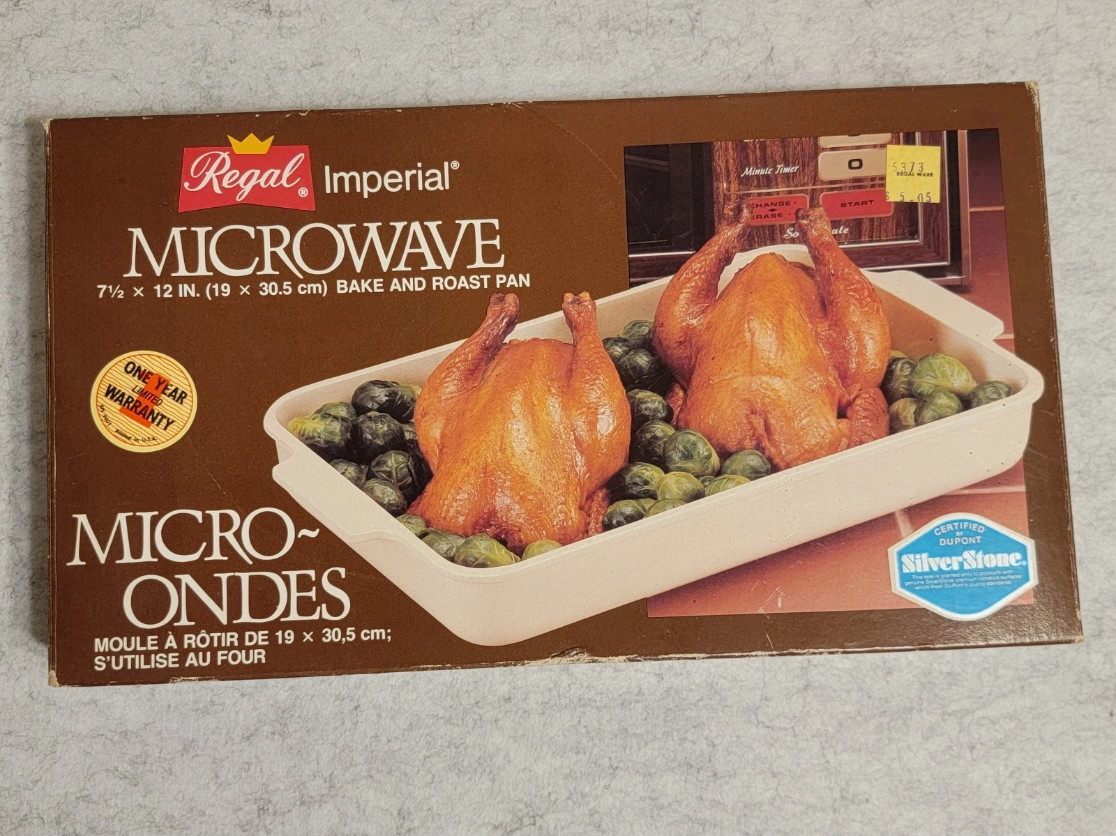 Vtg Regal Imperial Microwave Bake Roast Pan 7.5x12 NOS New Open Box SilverStone