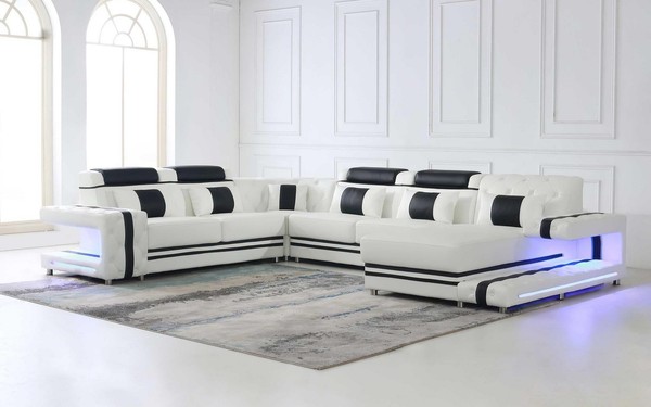 Ecksofa Sofa U Form Couch Polster Designer Leder Big Ledersofa Wohnlandschaft-image