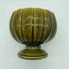 Floraline McCoy Planter Vase Mid-Century Modern Vintage Ribbed Green Pedestal