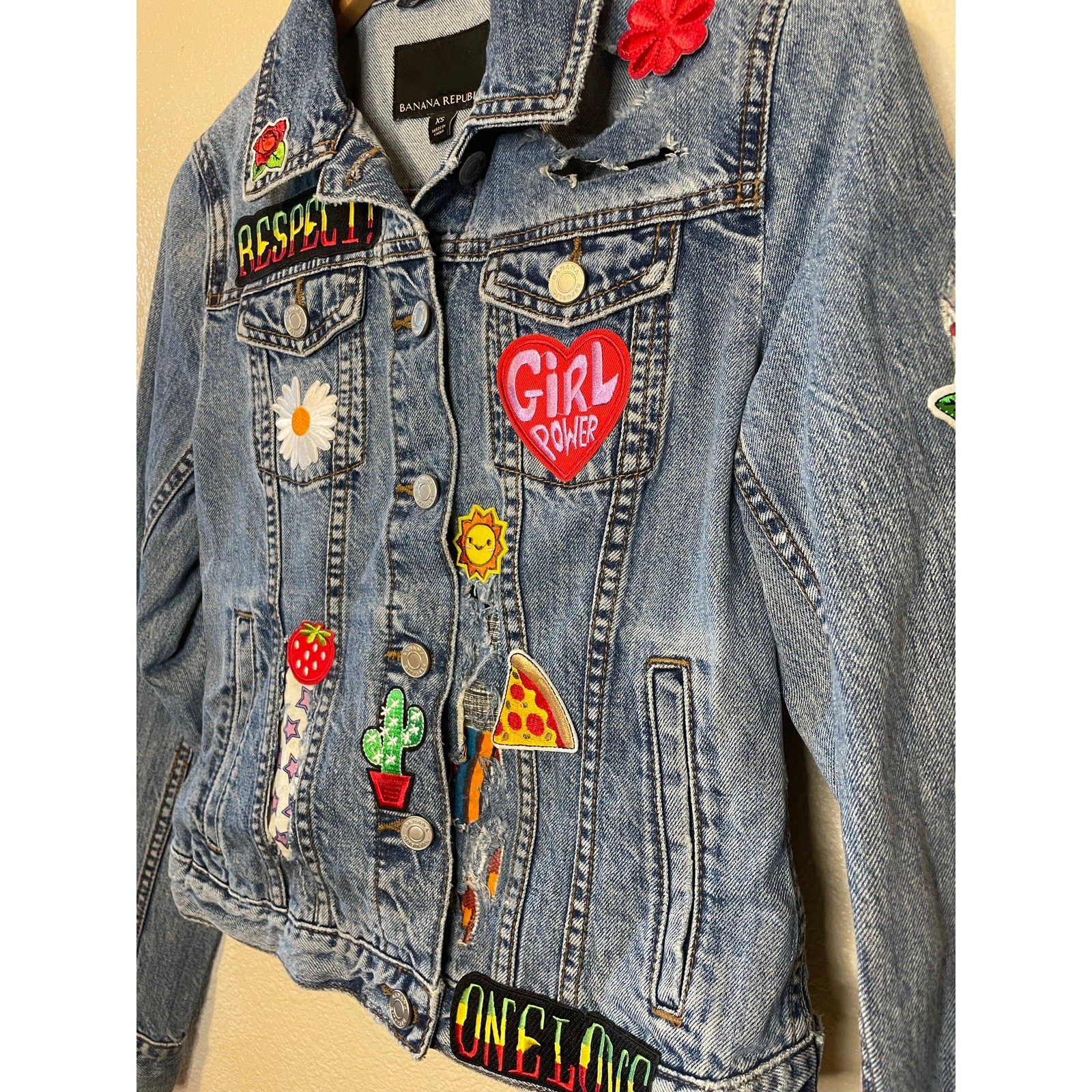 Banana Republic OOAK Custom Patchwork Distressed … - image 8