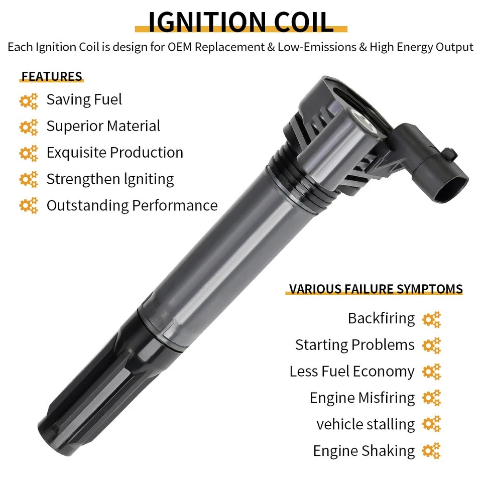 4x bobinas de encendido y 4x bujías de iridio para Fiat 500 1.4 UF649 2012-2016 Foto 2 de 4