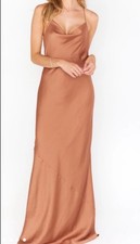 Show Me Your Mumu Tuscany Elegant Satin Maxi Slip Dress in Copper Luxe Size XS