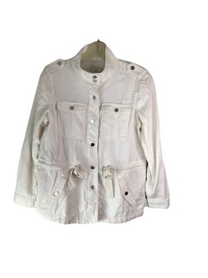 Loft Cream Utility Jacket Lightweight Petite Xs Drawstring Waist Snap Closure