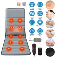 Electric Full Body Massage Mat Pad w/ Heating & Vibrating Inflatable Head Pillow