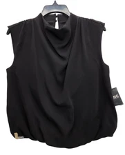 I.N.C.Womens Sleeveless High-Neck B Deep Black XS Blouse   M1064