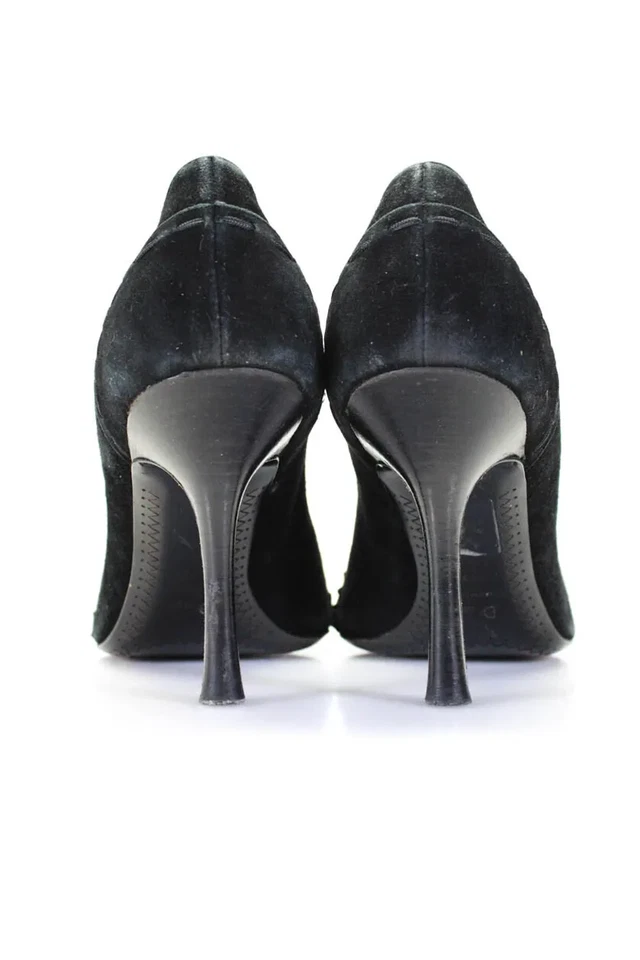 Sandalias de aguja Christian Dior para mujer punta abierta gamuza flecos negras talla 36,5,6,5 Foto 3 de 4