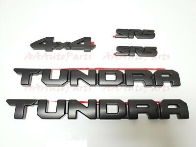 5PCS MATTE BLACK BLACKOUT EMBLEMS OVERLAY KIT 2014-2021 TOYOTA TUNDRA SR5 4X4