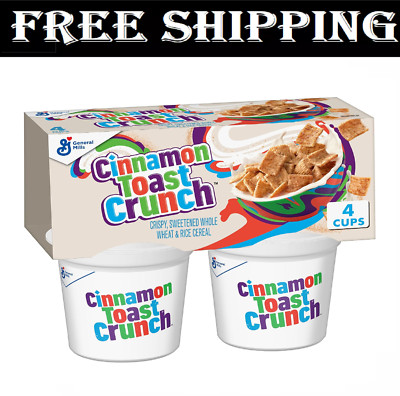 Original Cinnamon Toast Crunch Breakfast Cereal, 4 Pack 8 OZ Cereal Cup