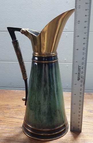 Beautiful Vintage Brass & Enamel Dayagi Israel Pitcher - Picture 8 of 12