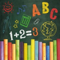 20 Servietten Schulanfang Colourful Blackboard Schultafel Deko Schule 33X33Cm