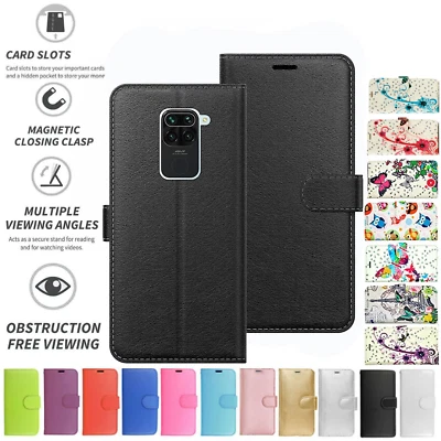 For Xiaomi Redmi Note 9 Case Cover Flip Folio Leather Wallet Credit Card Slot