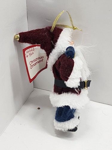 Santa Christmas Ornament Realistic Holiday Decoration Maroon Blue - Picture 5 of 10