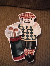 NEW Boston Warehouse Trading Chip and Dip Golfer Ceramic Serving Tray Dish