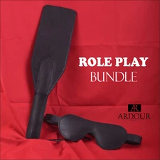 Real Cowhide Strict Leather Paddle Slapper Double Layer Heavy Crop with Eye Mask