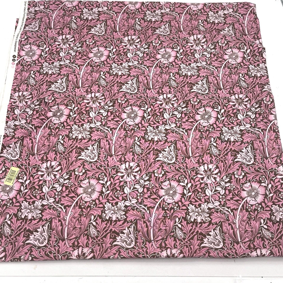 David Textiles Cotton Floral Fabric Pink Victoria Albert Museum London 2.5yds - Image 3 of 4