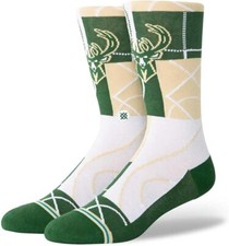 NUEVO CON ETIQUETAS Calcetines de baloncesto Stance para hombre LG 9-13 NBA Milwaukee Bucks Zone verdes grandes